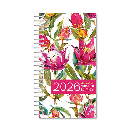2026 Diary Australian Women's Diary Slim Week to View Magenta, Hinkler