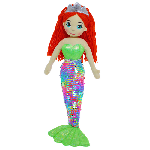 Aurora Sequined Mermaids Plush Doll 45cm Penny Green Rainbow, Cotton Candy MER268