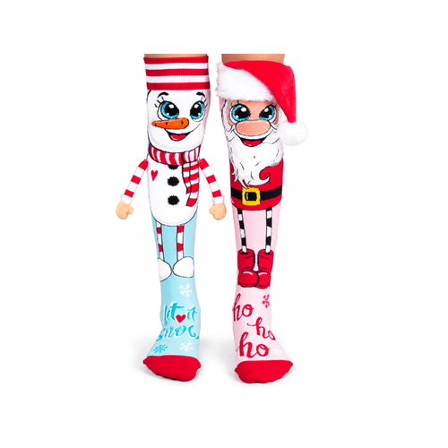 Madmia Socks Ages 6-99 One Size Fits Most - SANTA & SNOWMAN Novelty Socks