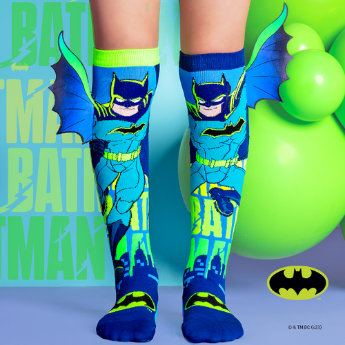 Madmia Socks Ages 6-99 One Size Fits Most - Batman Neon Novelty Socks