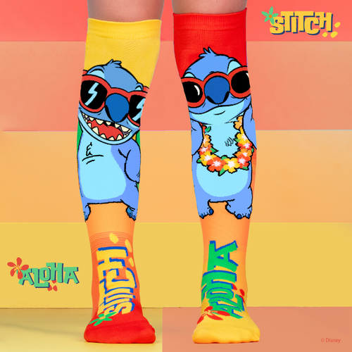 Madmia Socks Ages 6-99 One Size Fits Most - DISNEY STITCH SUNNIES Novelty Socks