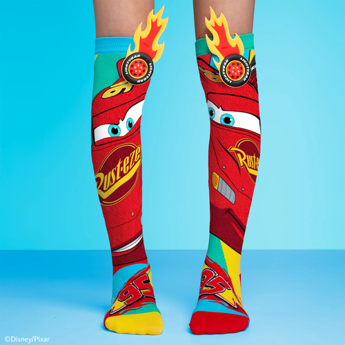 Madmia Socks Ages 6-99 One Size Fits Most LIGHTNING MCQUEEN CARS Novelty Socks
