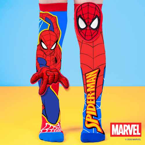 Madmia Socks Ages 6-99 One Size Fits Most - Marvel SPIDERMAN Novelty Socks