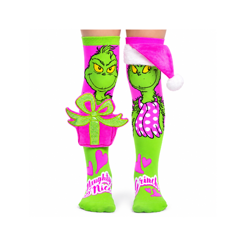 MADMIA Socks Ages 6-99 One Size Fits Most - GRINCHY GIFT Novelty Socks