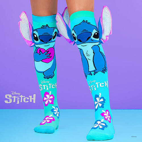 Madmia Socks Ages 6-99 One Size Fits Most - DISNEY STITCH SILVER, Novelty Socks