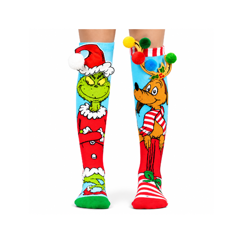 Madmia Socks Ages 6-99 One Size Fits Most - GRINCH & MAX Novelty Socks