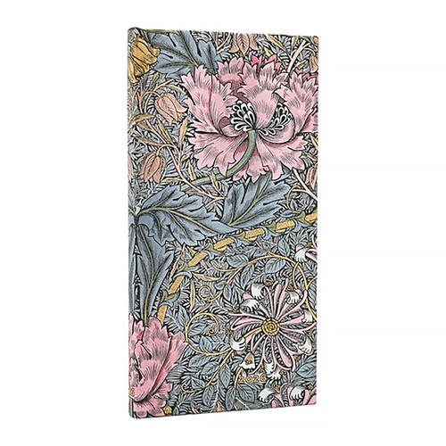 2026 Diary Paperblanks Slim Week-At-A-Time Horizontal Hardcover Morris Pink Honeysuckle