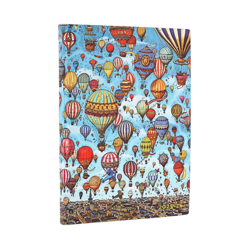 2025-2026 18-Month Diary Paperblanks Midi Week-At-A-Time Horiz. Softcover Flexi Balloon Festival