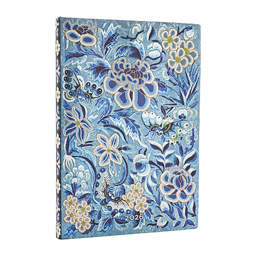 2026 Diary Paperblanks Midi Week-At-A-Time Horizontal Flexi Blue Willow