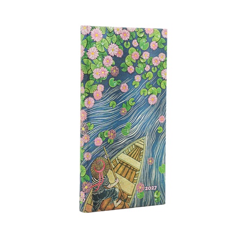 2027 Diary Paperblanks Lotus River Slim Week-At-A-Time Horizontal Hardcover
