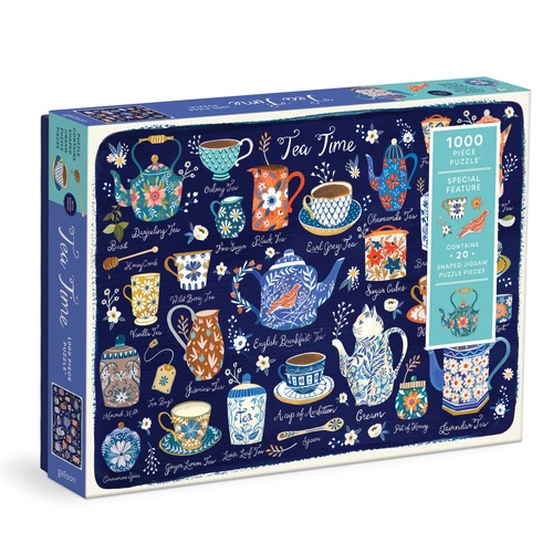 Galison Jigsaw Puzzle 1000 Piece Tea Time Shaped