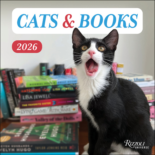 2026 Calendar Cats & Books Square Wall, Rizzoli Universe AM48326