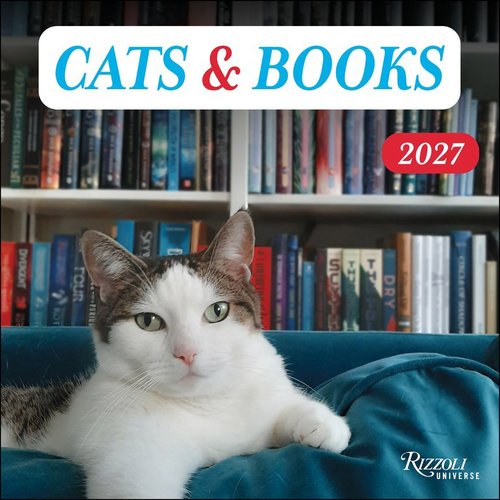 2027 Calendar Cats & Books Square Wall, Rizzoli Universe AM49354