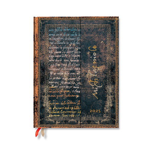 2025 Diary Paperblanks Michelangelo, Handwriting Hardcover Ultra Week to View Vertical