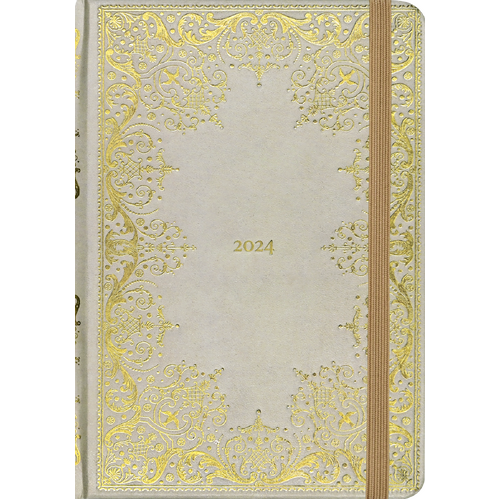 2024 Diary Gilded Ivory 13x18cm Week to View, Peter Pauper Press 340382