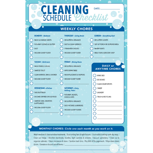 Peter Pauper Press Note Pad Cleaning Schedule Checklist, 345981