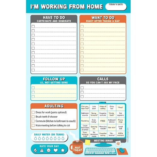 Peter Pauper Press Note Pad I'm Working from Home Daily Planner To-Do Checklist, 346940