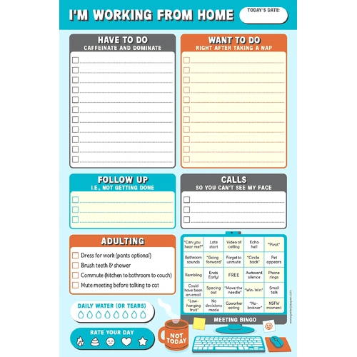 Peter Pauper Press Note Pad I'm Working from Home Daily Planner To-Do Checklist, 346940