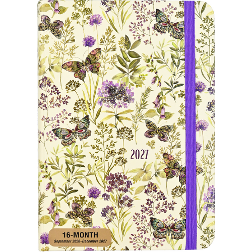 2027 16-Month Planner Peter Pauper Press Amethyst Butterflies Compact Week to View, 347329