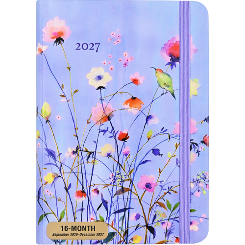 2027 16-Month Planner Peter Pauper Press Lavender Wildflowers Compact Week to View, 347411