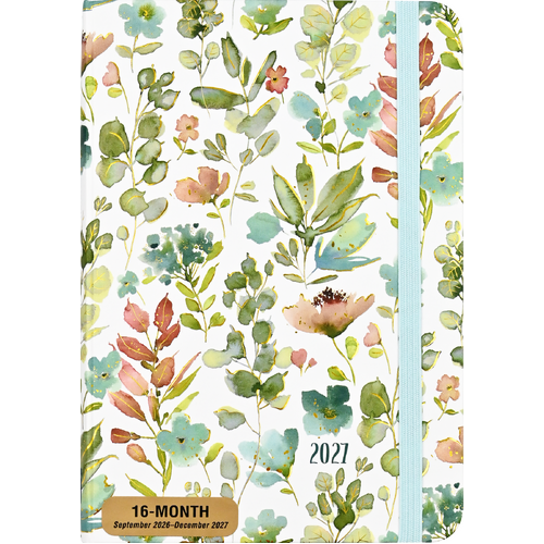 2027 16-Month Planner Peter Pauper Press Floral Watercolor Compact Week to View, 347503