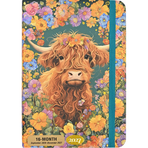 Peter Pauper Press 2027 Planner Highland Cow 16-Month Weekly Small, 347510