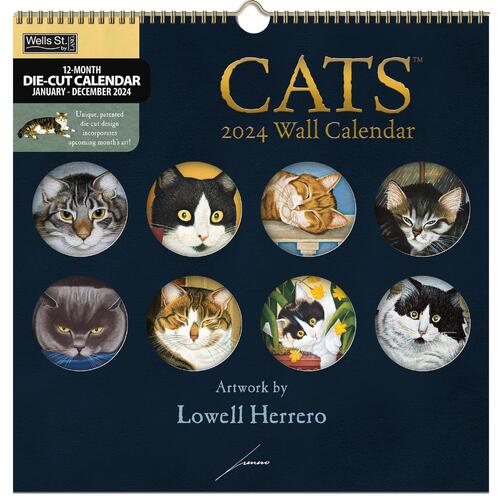 Cats 2024 Die-Cut Wall Calendar by Wells St. by Lang