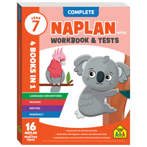 Hinkler School Zone Complete Year 7 NAPLAN-style Workbook & Tests, HST00334