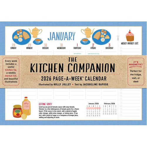 2026 Calendar The Kitchen Companion Page-A-Week Magnetic Wall, Workman