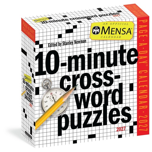 2027 Calendar Page-A-Day Mensa 10-Minute Crossword Puzzles Day-to-Day Boxed, Workman