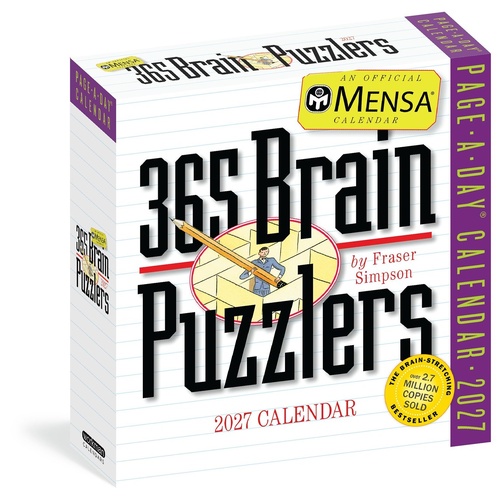 2027 Calendar Page-A-Day Mensa 365 Brain Puzzlers Day-to-Day Boxed, Workman