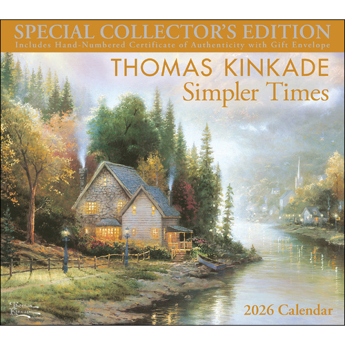 2026 Calendar Thomas Kinkade Special Collector's Edition Simpler Times with Print Deluxe Wall, Andrews McMeel AM96836