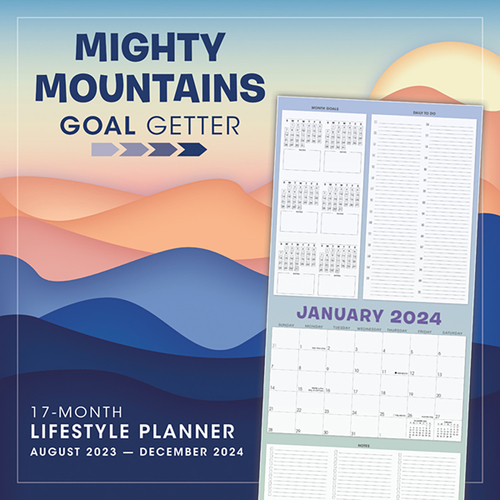 2024 Calendar Mighty Mountains Goal Getter 17-Mth Square Wall Sellers Publishing