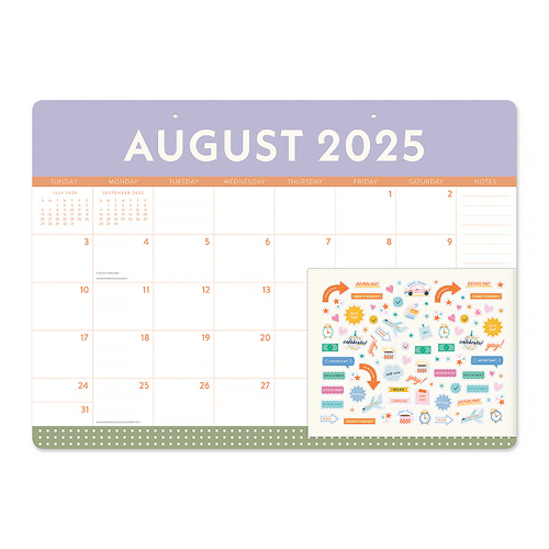 2026 17-Month Calendar Orange Circle Decorative Desk Blotters 476x343mm Desk Pad Colour Block, ACCO 26051