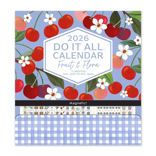 2026 17-Month Calendar Orange Circle Do-It-All 305x325mm Magnetic Wall Fruit & Flora, ACCO 26077