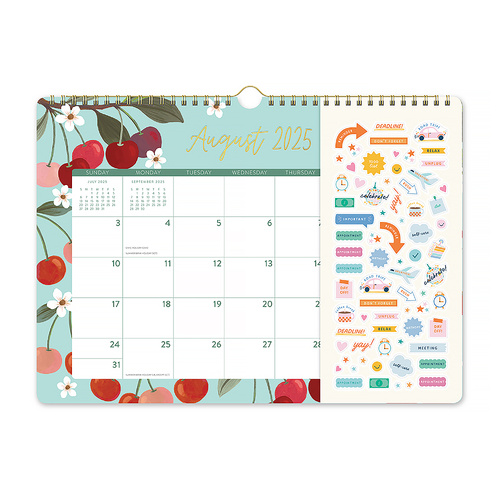 2026 17-Month Calendar Orange Circle 348x215mm Deluxe Wall Fruit & Flora, ACCO 26101