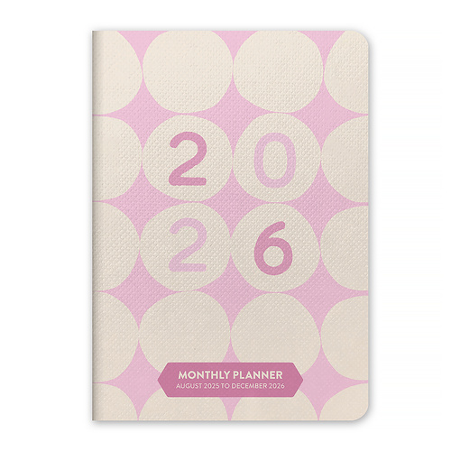 2026 17-Month Planner Orange Circle Pocket 114x165mm Month to View Darling Dots, ACCO 26372