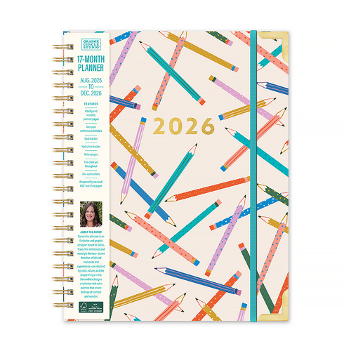 2026 17-Month Planner Orange Circle Deluxe XL 216x279mm Week to View Make Your Mark Spiral, ACCO 26427
