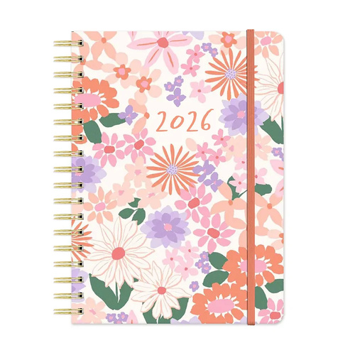 2026 17-Month Planner Orange Circle Tri-Tab 178x244mm Week to View Secret Garden Spiral, ACCO 26501