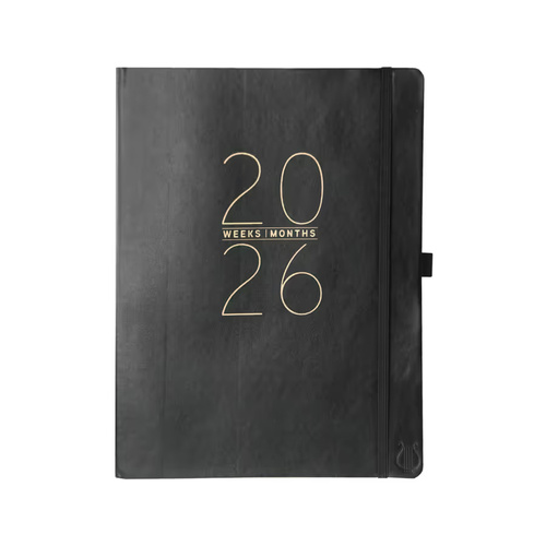 2026 18-Month Planner Classic Vegan Leather 20x25cm Monthly/Weekly, Graphique de France GF44162