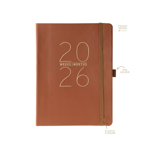 2026 18-Month Planner Classic Vegan Leather 15x20cm Monthly/Weekly, Graphique de France GF44230