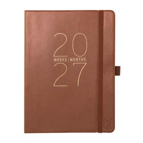 2026-2027 18-Month Planner Apollo Collection 15x20cm Monthly/Weekly Brown Vegan Leather, Graphique GF46517