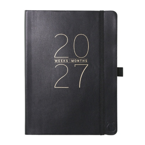 2026-2027 18-Month Planner Apollo Collection 15x20cm Monthly/Weekly Black Vegan Leather, Graphique GF46524