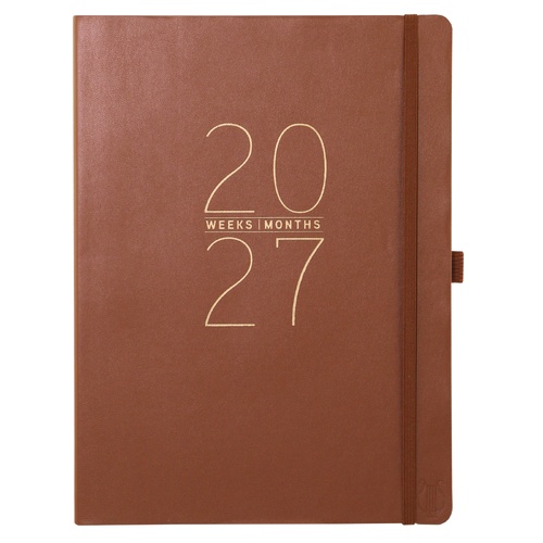 2026-2027 18-Month Planner Apollo Collection 20x25cm Monthly/Weekly Brown Vegan Leather, Graphique GF46586