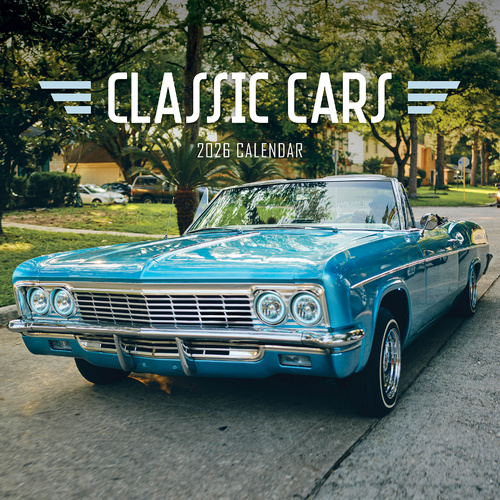 2026 Calendar Classic Cars Square Wall Paper Pocket CSB6