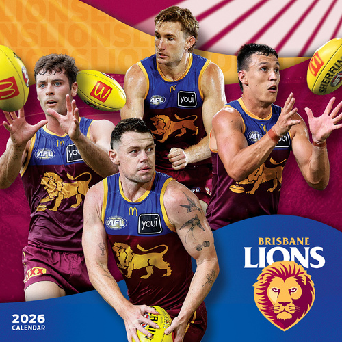 2026 Calendar AFL Brisbane Lions Square Wall Paper Pocket CAFB4
