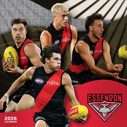 2026 Calendar AFL Essendon Bombers Square Wall Paper Pocket CAFB8