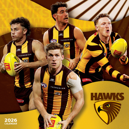 2026 Calendar AFL Hawthorn Hawks Square Wall Paper Pocket CAFB10
