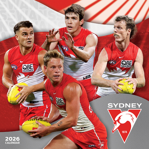 2026 Calendar AFL Sydney Swans Square Wall Paper Pocket CAFB16
