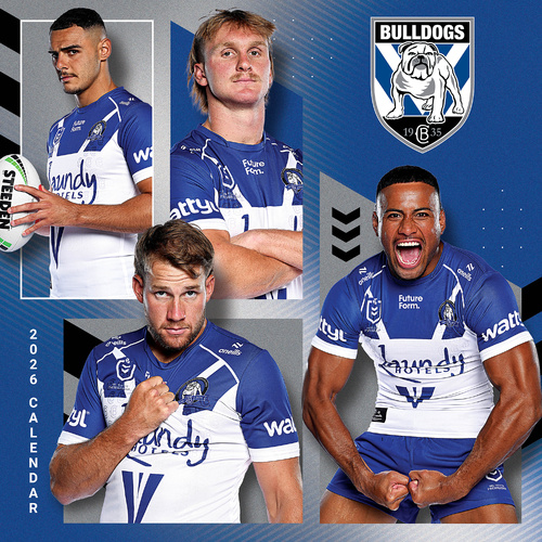 2026 Calendar NRL Canterbury Bankstown Bulldogs Square Wall Paper Pocket CNRB3
